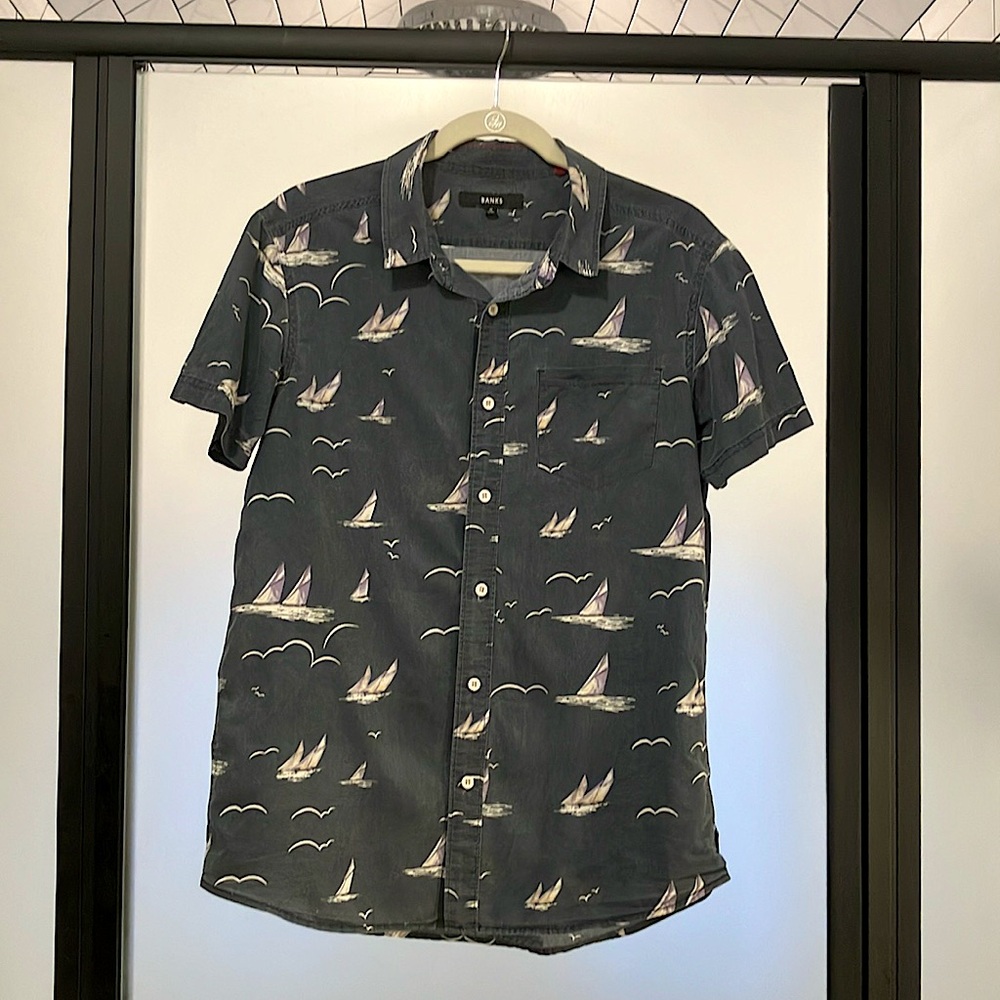 Men’s Banks Short sleeve Button Down-Sailboat Shirt